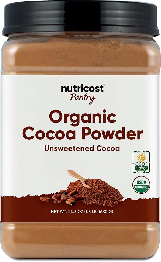 Nutricost Pantry Organic Cocoa Powder (1.5 Pounds Per Bottle) Non GMO Gluten Free Vegan Baking Powder
