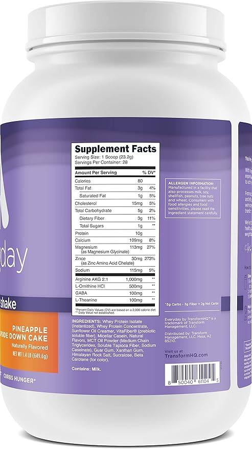 TransformHQ Nighttime Shake Sleep + Protein Blend 28 Servings Pineapple Upside Down Cake Flavor