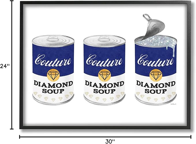 Stupell Industries Vintage Condensed Soup Fashion Cans Bold Blue Couture