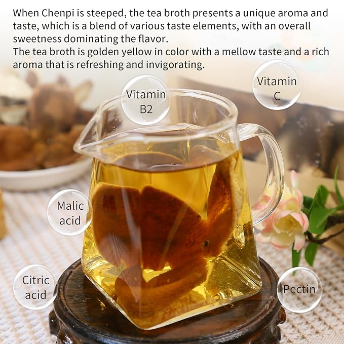 Wanhua Hall Aged Tangerine Peel Chenpi 5-Years Xinhui Chen Pi 2.8oz/80g Tangerine Peel Orange Peel Tea Dired Citrus Peel Mandarin Orange Peel 陈皮 陳皮 新会陈皮