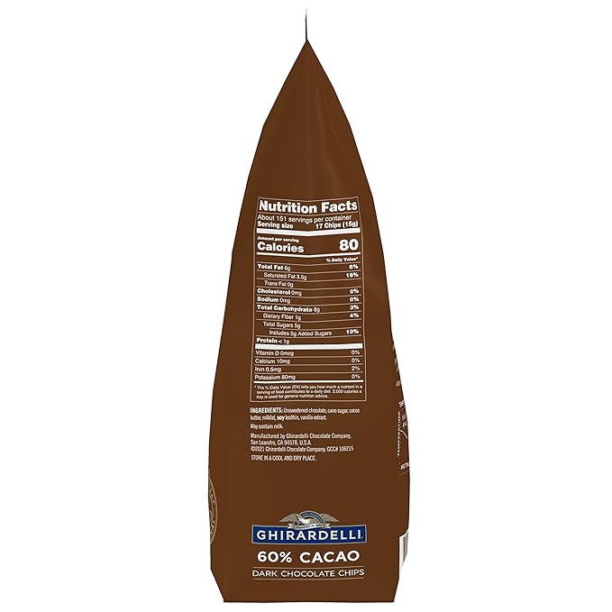 Ghirardelli Chocolate Company 60% Cacao Dark Chocolate Chips 5lb (Pack of 2)