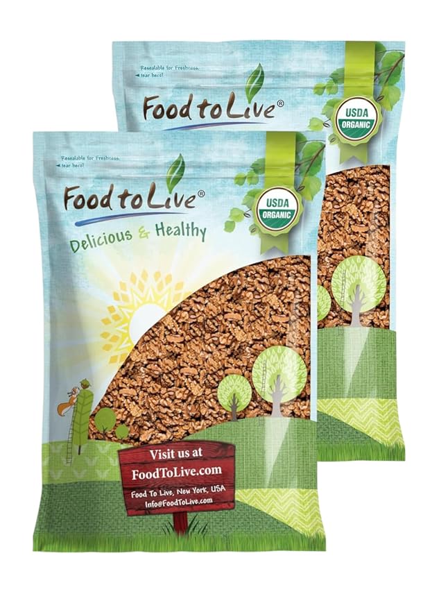 Organic California Walnuts Halves &amp Pieces 12 Pounds – Non-GMO Raw Unsalted Shelled Vegan Kosher Sirtfood Bulk Snack. High in Omega-3 Fatty Acids Protein. Great for Baking and as a Toppi