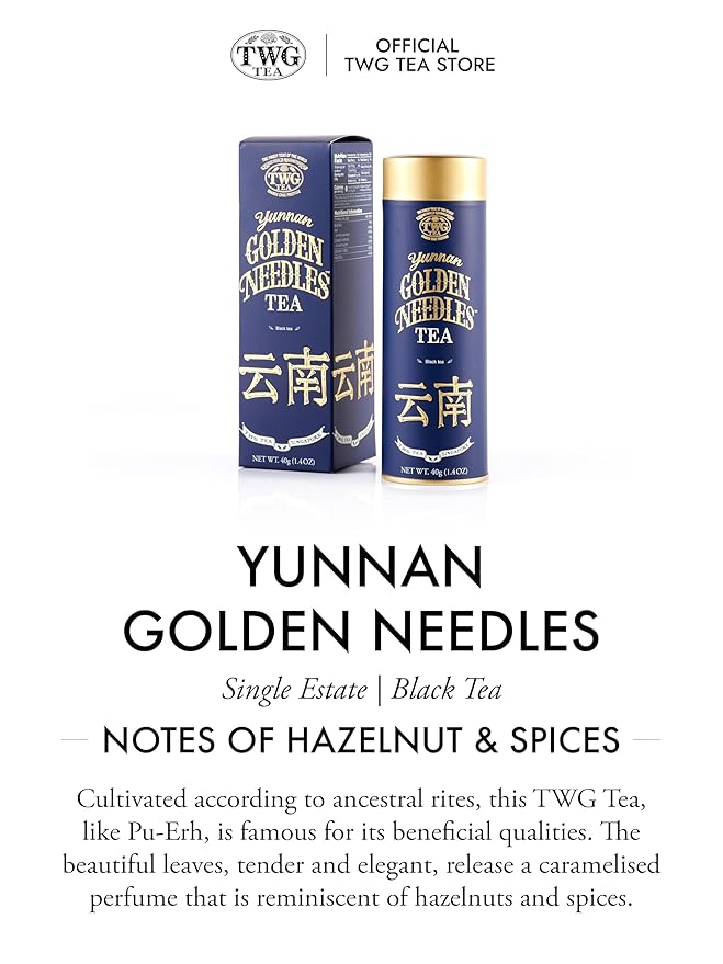 TWG Tea | Yunnan Golden Needles | Black Tea | Nutty &amp Malty | Haute Couture Tin 40g | Gift Set