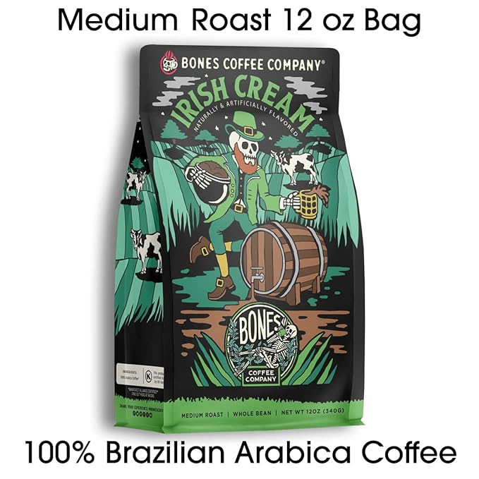 Bones Coffee Company Cookies 'N Dreams and Irish Cream Flavored Ground Coffee Beans Bundle | 12 oz Medium Roast Arabica Low Acid Coffee (Ground)