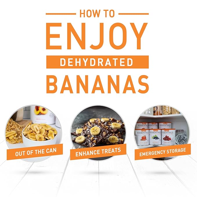 Emergency Essentials Dehydrated Banana Slices Emergency Food Supplies 10-Year Shelf Life 24 Servings