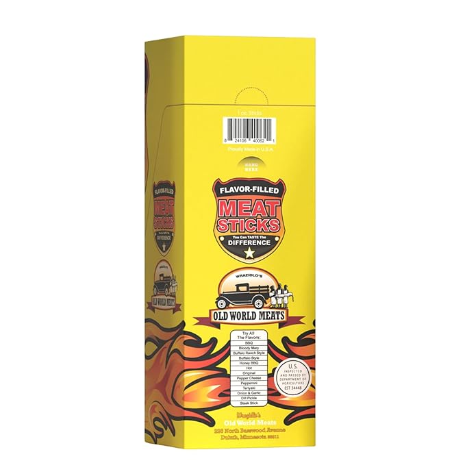 Old World Meats Meat Sticks 110 Calories Keto Low Carb 1g Sugar Fuelings 20 Pack 1 ounce sticks (Pepper Cheese)