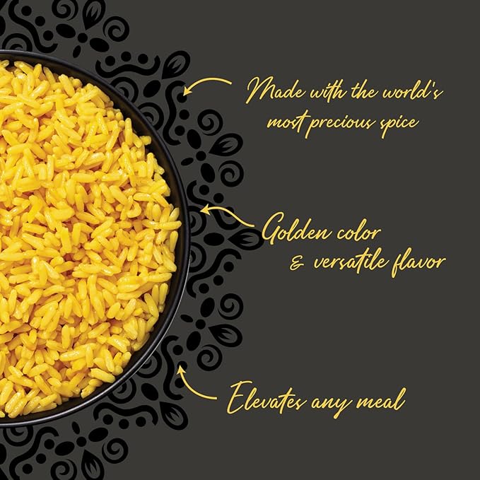 Mina Saffron Rice Yellow Rice With Extra Virgin Olive Oil Ready to Eat Rice Pilaf Side Dishes Microwave Rice Vegan Protein Non-GMO Gluten-Free Kosher 8 oz (Pack of 6)