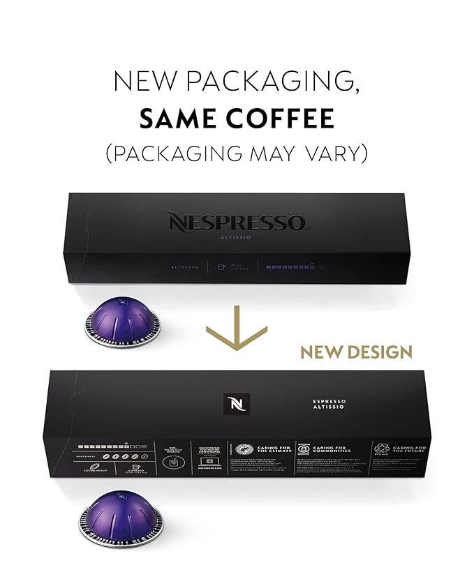 Nespresso Capsules Vertuo Altissio Medium Roast Espresso Coffee 50 Count Espresso Pods Brews 1.35oz.