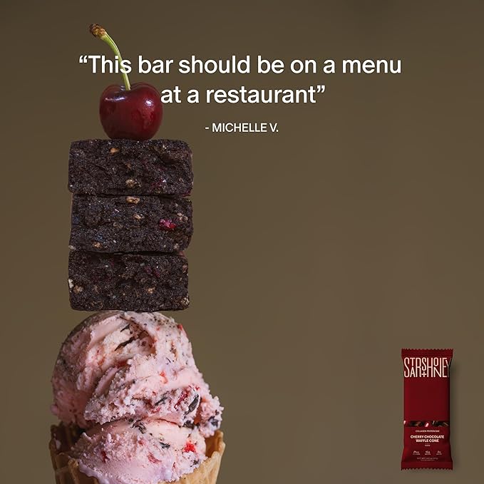 Stars + Honey Protein Bars Cherry Chocolate Waffle Cone 15g Protein 2g Sugar with Collagen Peptides Dairy Free Soy &amp Gluten Free Snacks Keto Friendly No Seed Oils or Sugar Alcohols 10 Pac