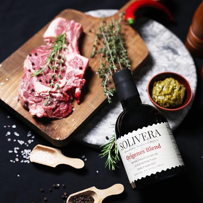 Solivera Orígenes Blend Extra Virgin Olive Oil Cold Pressed 300+ High Polyphenols Heritage Blend Rich &amp Earthy Single-Origin Organic Olive Oil Hand Picked Early Harvest - 16.8 fl. oz. (Orígen