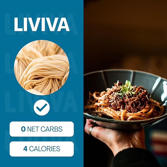 LIVIVA Shirataki Konjac Fettuccine (6 Pk) – Diabetic-Friendly Low Carb Low Calorie Pasta Noodles Ready to Serve – No Odor Certified Non-GMO Gluten Free Vegan Plant-Based Keto Kosher Halal