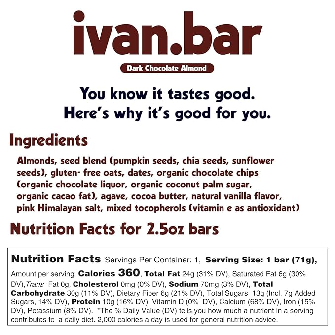 Protein Packed Energy Snack Bar | Provides Healthy Energy | Vegan All Natural Ingredients | Soy Dairy &amp Gluten Free (Chocolate - 12-2.5 Oz. Bars)
