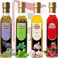 BASSO 1904 - Infused Extra Virgin Olive Oil Gift Box Set First Cold Pressed Variety Pack 4 bottles x 8.5 fl.oz (250ml) Naturally Infused for Dipping &amp Tasting