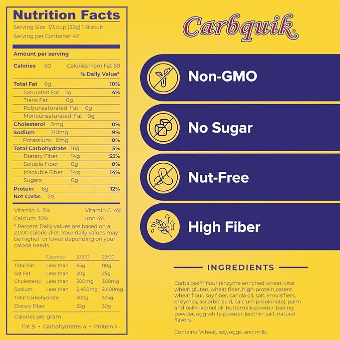 Carbquik Biscuit &amp Baking Mix (3 lb) Mix for Keto Pancakes Biscuits Pizza Crust Bread and More - Keto Food - No Sugar - Low Carb - Nut Free - Quick and Easy Keto Friendly Substitute for Tradit