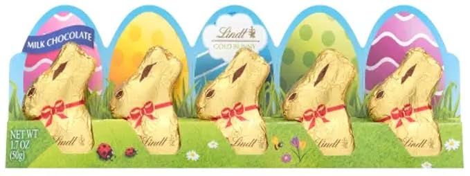 Lindt Mini Gold Bunnies - Milk Chocolate Bunnies - Pack of 2-10 Total Bunnies - Gold Foil Wrapped Bunnies - Great for Easter Baskets and For Sharing with Loved Ones