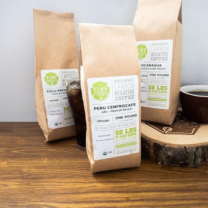 Tiny Footprint Coffee - Fair Trade Organic Nicaragua Segovia Dark Roast | Whole Bean Coffee | USDA Organic | Fair Trade Certified | Carbon Negative | 3 Pound