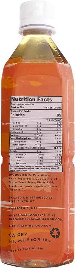 LITTLE JASMINE White Peach Black Tea 16.9 Fl Oz (Pack of 12)