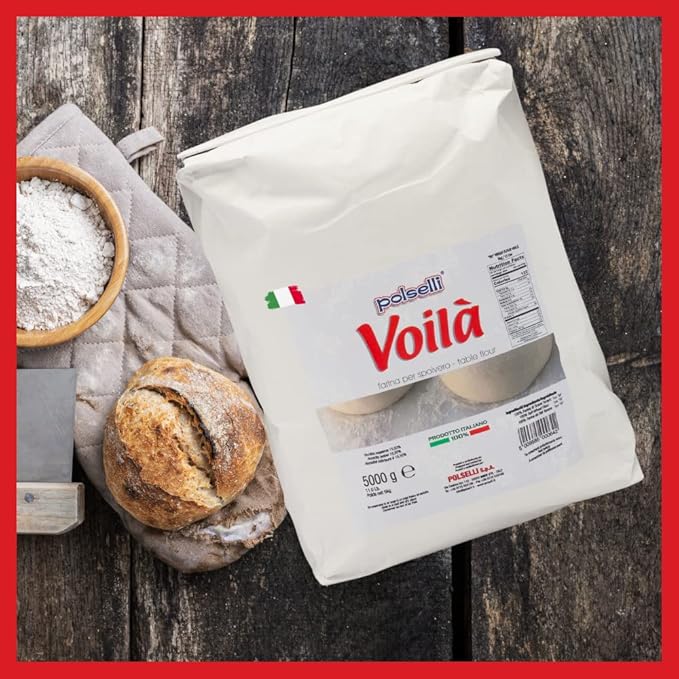Voila Table and Dusting Flour Soft Wheat Pizza Baking Pasta Italy Spolvero All Natural Non GMO Not Bleached(5 kg) 11 lbs Polselli
