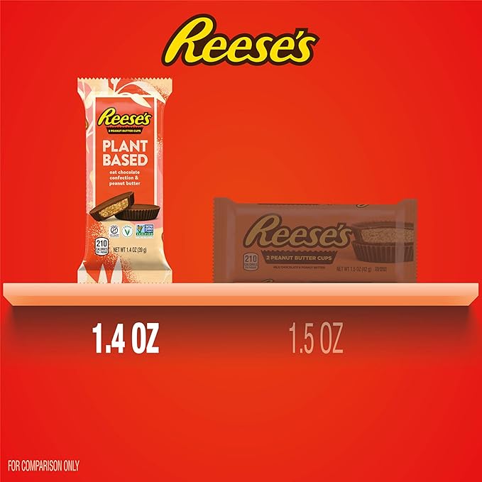 REESE'S Plant Based Oat Chocolate Confection Peanut Butter Cups Candy Packs 1.4 oz (12 Count)