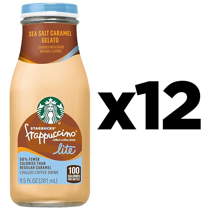 Starbucks Frappuccino Lite Sea Salt Caramel Gelato 9.5 Fl Oz Bottles (Pack of 12)