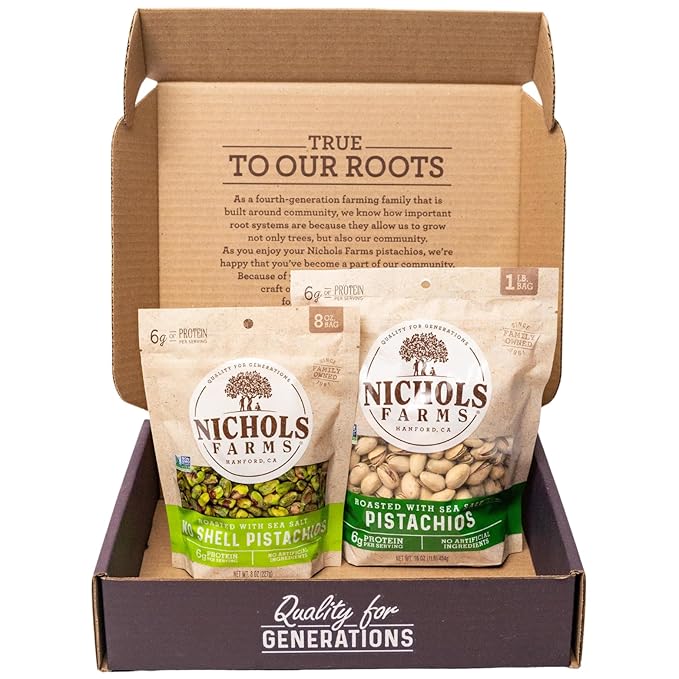 Nichols Farms California-Grown Pistachios InShell and No Shell Snack Packs Lightly Salted Healthy Roasted with Sea Salt Party Snack Bundle