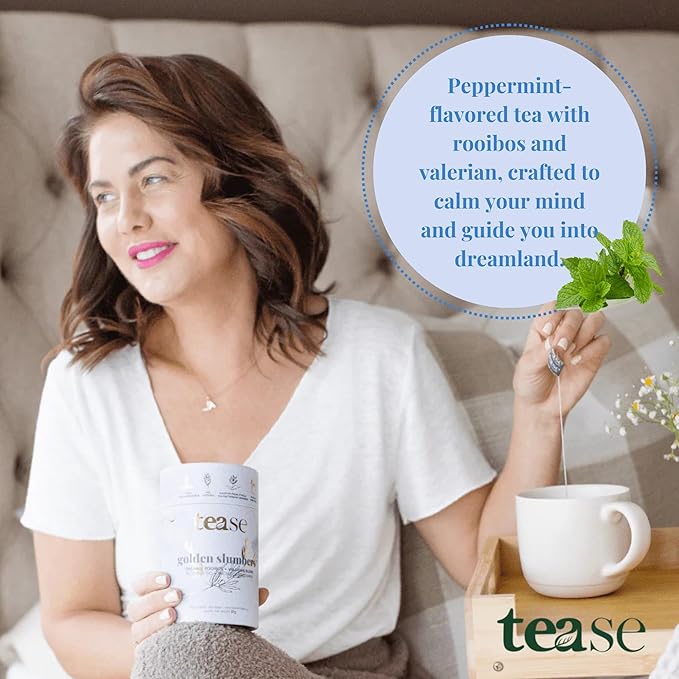 Tease Tea Herbal Sleep Tea - Golden Slumbers Calming and Relaxing Tea Best Sleep Aid Tea Caffeine Free Calming Tea Made with Rooibos Lemon and Peppermint for a Better Quality Deep Sleep