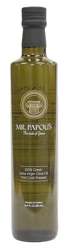 Mr. Papou's Authentic Greek Extra Virgin Olive Oil – High Polyphenols First Cold Pressed Family Owned Single Origin Harvested in Greece – 16.91 Fl Oz (Pack of 1)