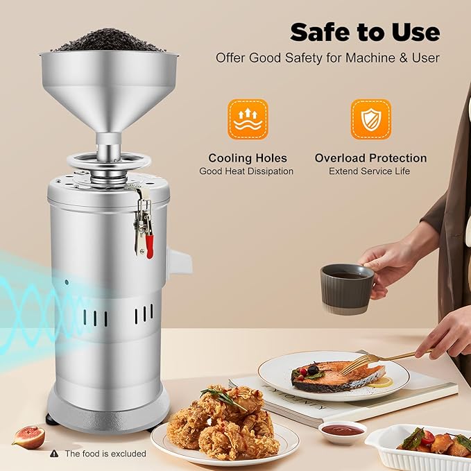 Peanut Butter Machine1100W Commercial Nut Butter machine 33lbs/h Sesame Sauce Grinder Nut Butter Maker Stainless Steel &amp Aluminum Electric Grinding Maker for Soy Milk Sesame Paste