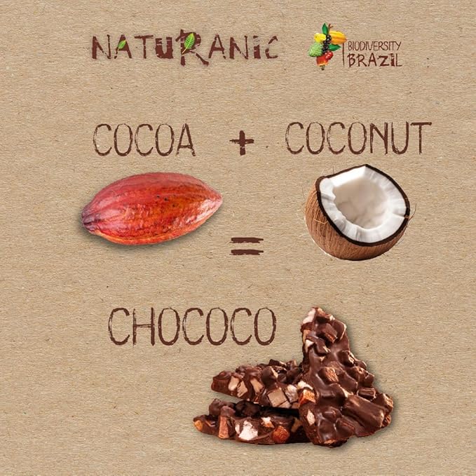 Naturanic Brazilian Dark Chocolate Bark Coconut Chunks Sugar Free Keto Friendly Vegan All Natural Organic Non GMO Gluten Free - Pack of 4