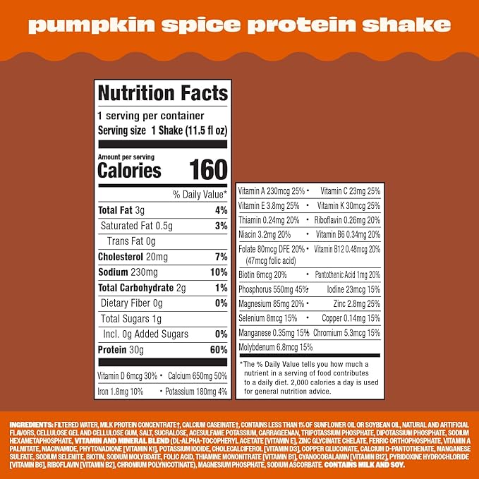 Premier Protein ShakeLimited EditionPumpkin Spice30g ProteinNo Added Sugar24 Vitamins &amp Minerals to Support Immune Health11.5 fl oz(Pack of 24)