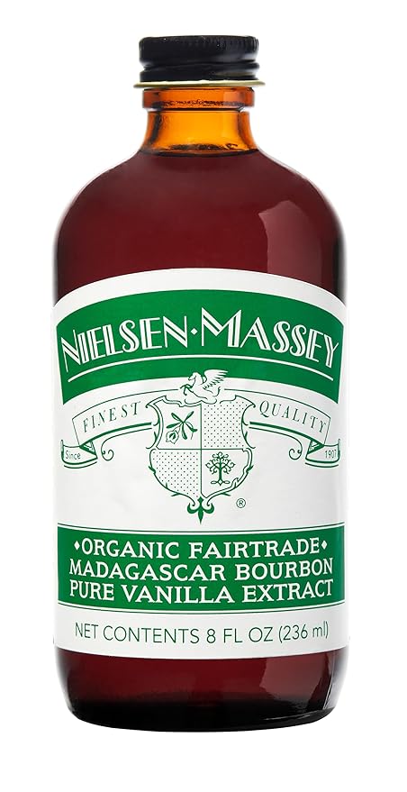 Nielsen-Massey Organic Fairtrade Madagascar Bourbon Pure Vanilla Extract for Baking and Cooking 8 Ounce Bottle