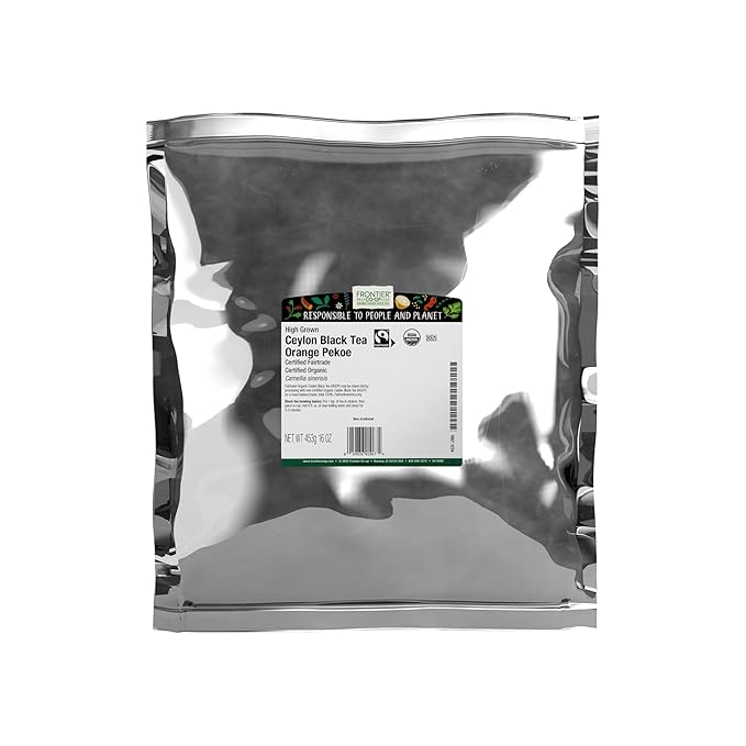 Frontier Co-op Organic Ceylon Black Tea 1-Pound Bulk High-Grown Orange Pekoe Medium-Strong Tea Body Kosher Fair Trade