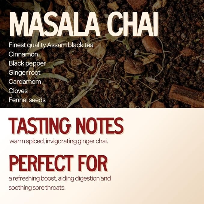 Masala Chai Tea Loose Leaf – Spiced Indian Black Tea with Cinnamon Ginger Cardamom &amp Cloves – Strong CTC BOP Blend for Chai Latte – 4.4 oz (125g) – Chai Guys