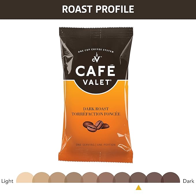 Cafe Valet Single Serve Individually Wrapped Coffee Packs Regular Dark Roast and French Vanilla 100% Arabica Coffee 168 Count