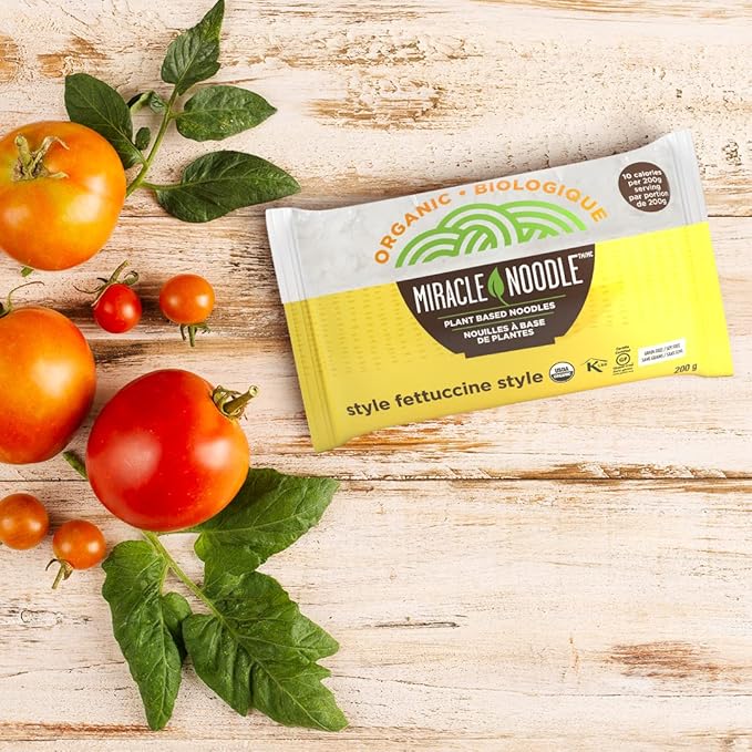 Miracle Noodle Organic Fettuccine Konjac Shirataki Noodles - Plant Based Keto Vegan Gluten Free Low in Carbs &amp Calories Non-GMO Paleo - 7 Oz 6-Pack