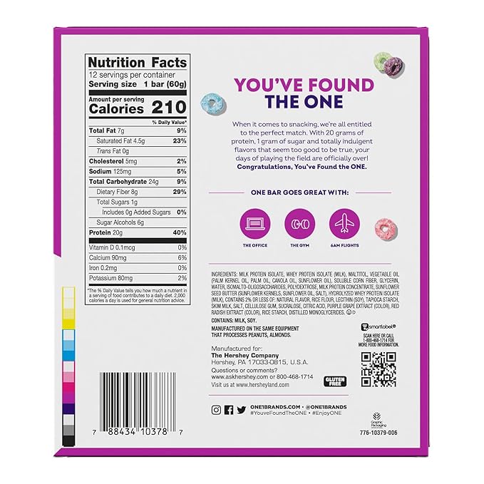 ONE Protein Bars Fruity Cereal Gluten Free with 20g Protein and 1g Sugar Pantry Staples 2.12 oz (12 Count) Packaging May Vary (Pack of 2)