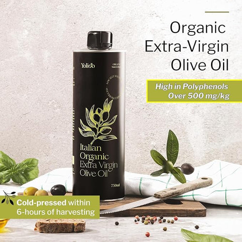 100% Italian Organic Olive Oil Extra Virgin | Polyphenol Rich Extra Virgin Olive Oil Cold Pressed EVOO | Early Harvest from Tuscany (26.4oz)