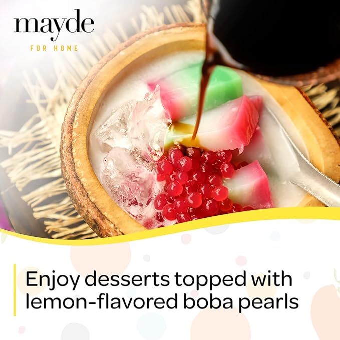 Mayde Popping Boba Pearls for Drinks Desserts &amp Breakfast Bowls (Lemon Flavor 7 Pounds)
