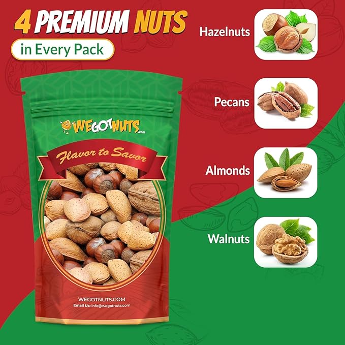 Deluxe Mixed Nuts In-Shell 5 Pounds(80oz) | Raw and Unsalted Mixed Nuts | Fresh Snack Mix | Healthy and Delicious Nuts Mix | Kosher Friendly Mixed Nuts We Got Nuts