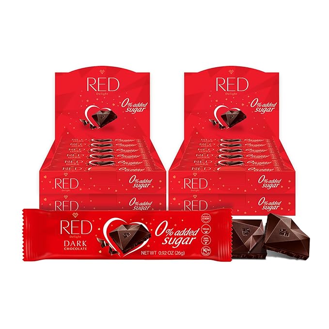 RED Delight®™ Dark Chocolate 12 Count Box of Grab N Go Travel Size Bars (0.92 Ounces Each) (4 Boxes - Total of 48 Bars)