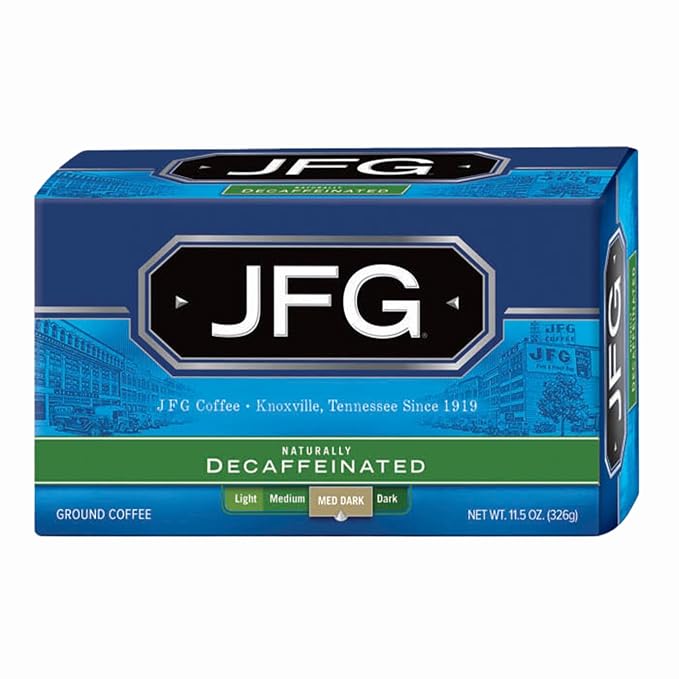 JFG Medium-Dark Roast Ground Coffee Bundle – Naturally Decaffeinated &amp Bonus Blend 11.5oz Bags (Pack of 2)