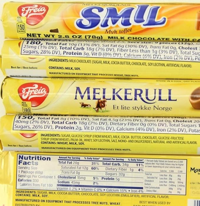 Freia 6-Pack: 2 Smil 2 Milk Chocolate Bars 2 Melkerulls