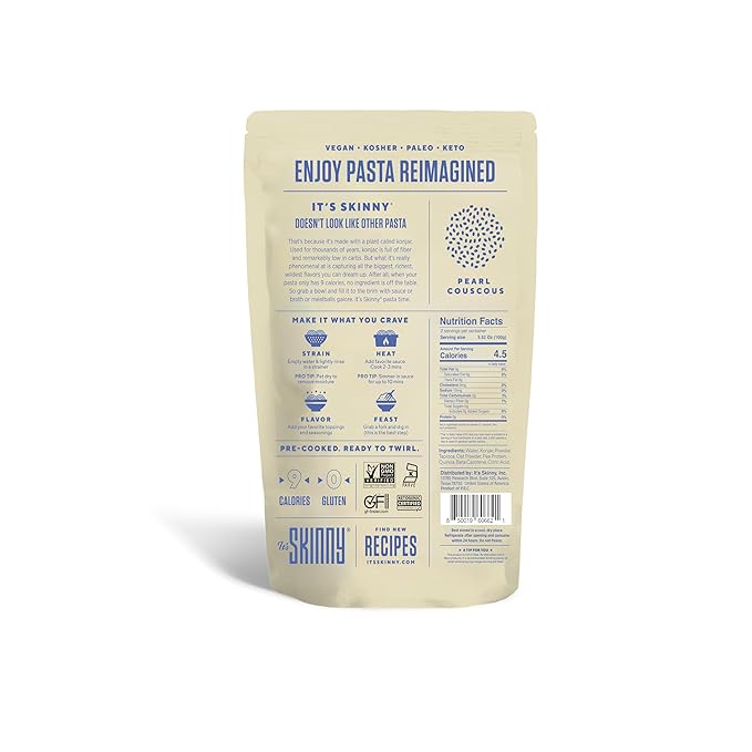 It’s Skinny Fettuccine &amp Pearl Couscous Bundle– Pre-Cooked Plant-Based Grain-Free Ready to Eat (30-Pack)