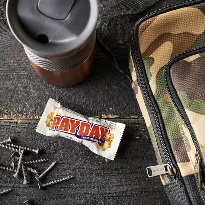 PayDay Fun Size Candy Bars - 40 Individually Wrapped Candy Bars - Bulk PayDay Peanut &amp Caramel Candy - Bulk Candy Perfect for Parties and Office Snacks - Bulk Candy Bag - 40 Pieces