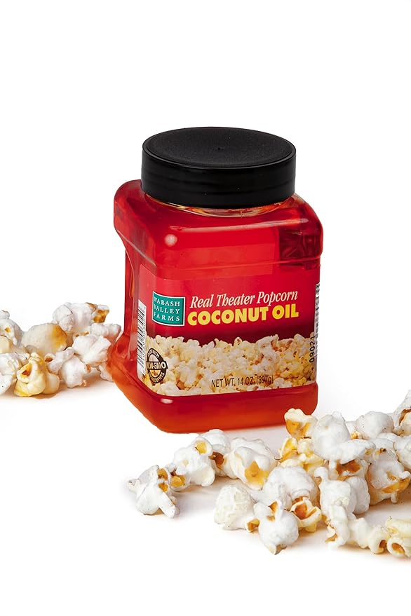 Real Theater Coconut Popping Oil - Wabash Valley Farms Popcorn Coconut Oil Butter Flavored Coconut Oil For Popcorn Making Coconut Popcorn Oil Butter Coconut Oil For Gourmet Popcorn (14 oz)
