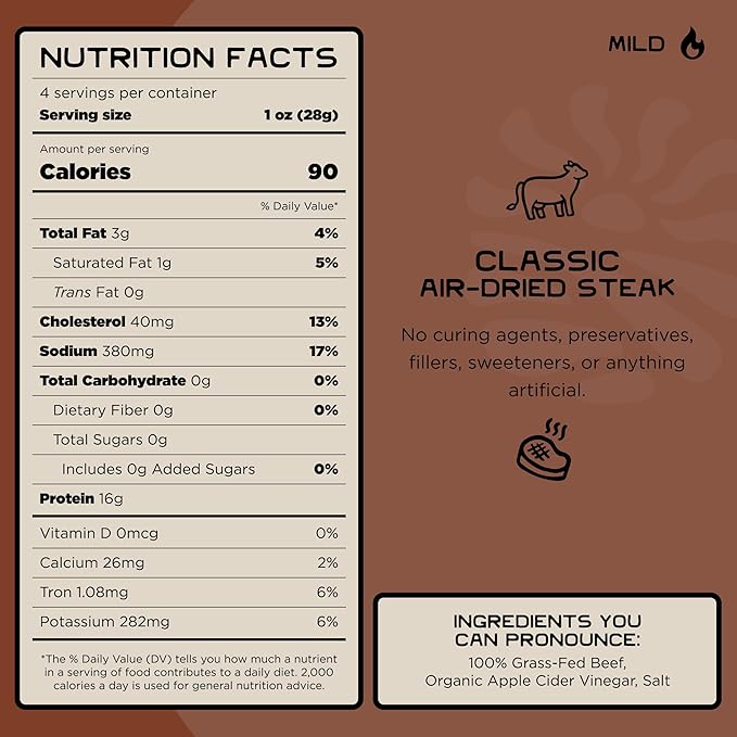 Lineage Provisions 100% Grass Fed Air-Dried Steak - Nutrient-Dense Carnivore Snacks - Tender Beef Jerky Bites - Keto-Friendly Steak Jerky - Zero Sugar Zero Carbs - High Protein Snack - 3-Pack
