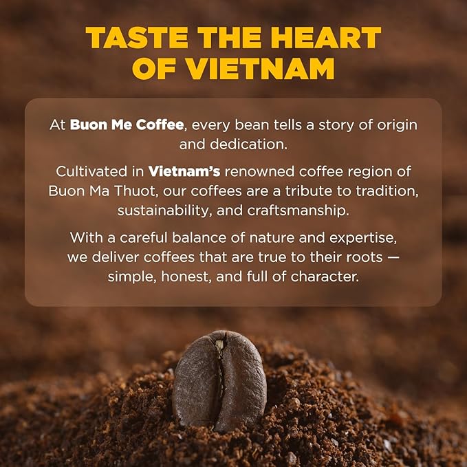Buon Me Coffee Robusta &amp Arabica Blend Roasted Ground Coffee Medium Roast Smooth &amp Bold Vietnamese Coffee 17.6oz Bag (Pack of 1)