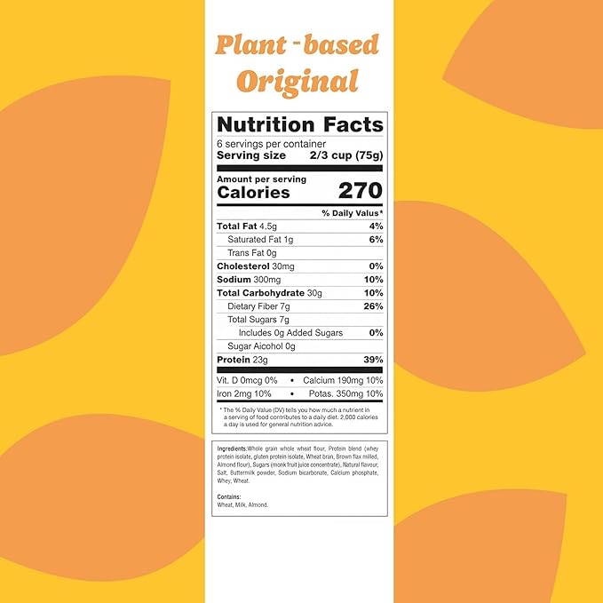 Flourish Plant-Based Protein Pancake &amp Waffle Mix Gluten-Free Dairy-Free Nut-Free Soy-Free Vegan Non-GMO All-Natural Superfood High Protein &amp Fiber Just Add Water - Original 430 g (2