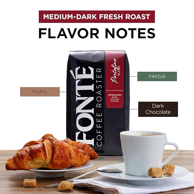 Fonte Coffee Roaster - Whole Bean Coffee - Medium-Dark Fresh Roast - Roasted in Seattle - Single Origin - Herbal Nutty Dark Chocolate - 12 oz - Portofino