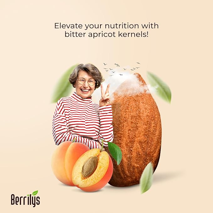 Berrilys Organic Bitter Apricot Kernels - USDA Certified Organic Bitter Apricot Seeds - Natural &amp Non-GMO Premium Quality Kernals No Sulfur or Additives - 16 oz